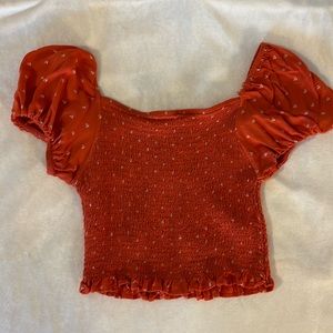 Orange off the shoulder top. Fits size S/M